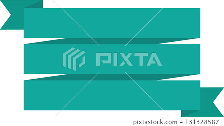 A teal-colored three-layered banner with a retro, vintage-inspired folded ribbon design on black. A teal-colored three-layered banner with a retro, vintage-inspired folded ribbon design on black. 131328587