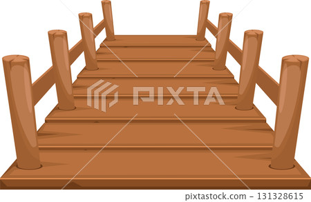 Illustration of wooden steps with railings, ideal for game asset or design project element. Illustration of wooden steps with railings, ideal for game asset or design project element. 131328615
