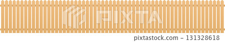 A symmetrical, wooden fence runs horizontally across the frame, its vertical boards evenly spaced. 131328618