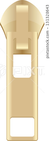 Shiny, golden metallic zipper pull detail, isolated on black background, clean and simple design. Shiny, golden metallic zipper pull detail, isolated on black background, clean and simple design. 131328643