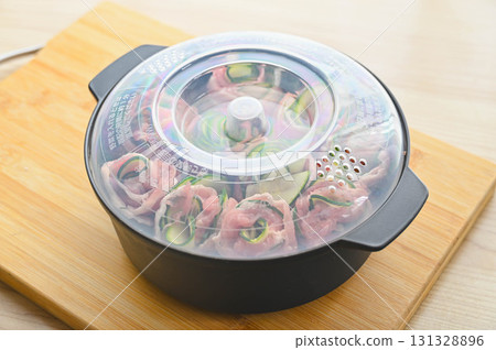 Microwaved Zucchini Wrapped in Pork 131328896