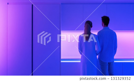 An Intimate Moment Shared in a Modern Space Enhanced 131329352