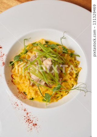 Enjoy Gourmet Risotto with Fresh Herbs and a Creamy Sauce that delights the palate Enjoy Gourmet Risotto with Fresh Herbs and a Creamy Sauce that delights the palate 131329469