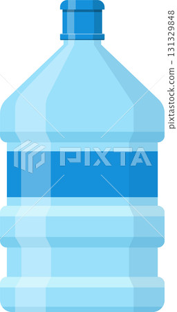 Blue plastic water jug in a cartoon style, typically used in water coolers for offices. 131329848