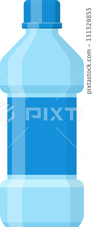 A light blue cartoon style water bottle with a blue cap, isolated on a black background. A light blue cartoon style water bottle with a blue cap, isolated on a black background. 131329855