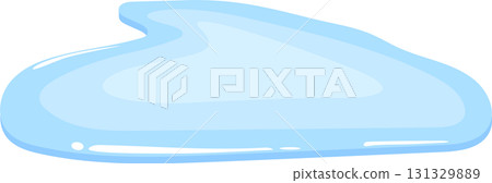 A whimsical, cartoonish blob with a light blue color and soft, rounded edges, against black backdrop. 131329889