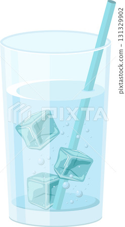 Refreshing glass of water with ice cubes and a straw, perfect for a hot day. Stay hydrated! Refreshing glass of water with ice cubes and a straw, perfect for a hot day. Stay hydrated! 131329902