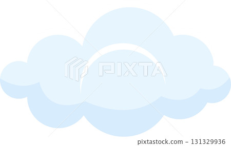 Whimsical, fluffy white cloud with soft blue shadows against a black background. Simple design. Whimsical, fluffy white cloud with soft blue shadows against a black background. Simple design. 131329936