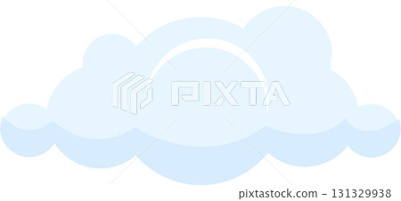 A fluffy white cloud with light blue accents, set against a stark black background in the sky. 131329938