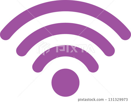 A purple wireless signal icon, indicating connectivity and network access with a simple design. A purple wireless signal icon, indicating connectivity and network access with a simple design. 131329973