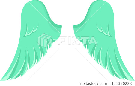 A pair of symmetrical, stylized wings in a soft, light green or turquoise color against black. A pair of symmetrical, stylized wings in a soft, light green or turquoise color against black. 131330228