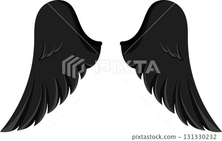 A pair of dark, stylized wings extend symmetrically, suggestive of flight, freedom, or fantasy. 131330232