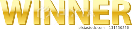 The word "WINNER" is displayed prominently, rendered in a bold, gold, three-dimensional style. The word "WINNER" is displayed prominently, rendered in a bold, gold, three-dimensional style. 131330236