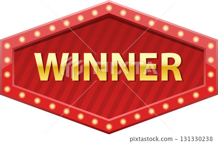 A shining hexagon-shaped sign announces the recipient's success with the word "WINNER" in gold. A shining hexagon-shaped sign announces the recipient's success with the word "WINNER" in gold. 131330238