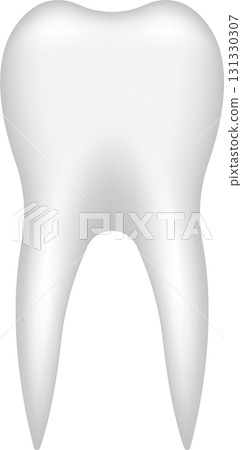 Illustration of a molar tooth against a black background, highlighting dental health and care. 131330307