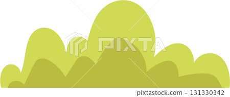 Illustration of a leafy green bush. An outdoor cartoon style green shrub with a simple graphic. 131330342