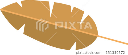 Abstract illustration of a brown stylized leaf with a prominent vein on a black background. Abstract illustration of a brown stylized leaf with a prominent vein on a black background. 131330372