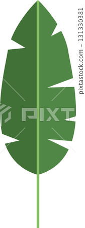 Stylized leaf with a central stem and serrated edges, showcasing a simple and clean design. 131330381
