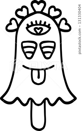 halloween illustration Playful purple popsicle with a whimsical design in doodle line style 131330404