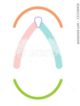 Japanese-style kimono sandals and footwear frame illustration, colorful pastel colors, white background, vector png transparent 131330458