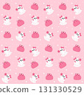 Cute Pink Halloween Seamless Pattern with Kawaii Ghosts and Pumpkins on soft pink background with sparkles. Ideal for children's products, textiles, packaging, and decorative materials for Halloween 131330529