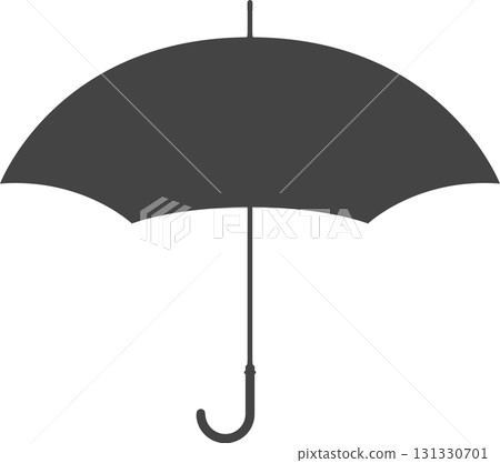 A minimalist gray umbrella on a black background, protecting from rain and providing shelter. 131330701