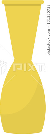 Illustration of a golden vase, showcasing a unique design with a narrow center and wide ends. 131330732