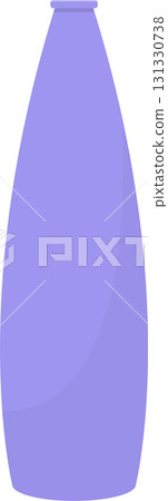 A periwinkle vase on a black background, drawn in simple, flat style. Its egg-like shape stands out. 131330738