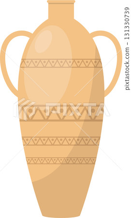 Classic vase with handles, featuring a textured design pattern, evoking ancient pottery traditions 131330739