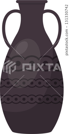 Elegant Grecian-style urn featuring a dark tone and decorative patterned design, suitable for display. 131330742