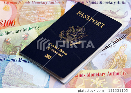 American Passport on Cayman Islands money 131331105