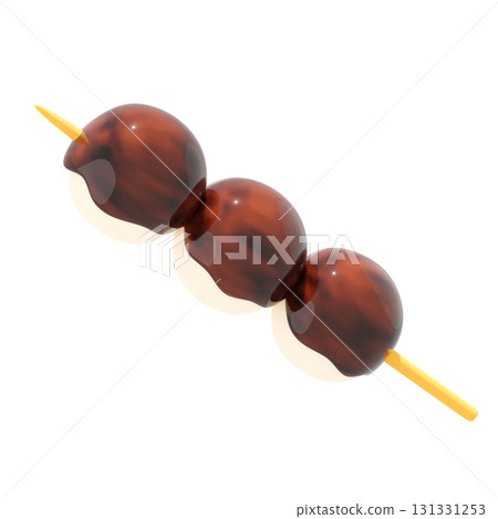 3D illustration, 3D rendering of Japanese sweets, Mitarashi Dango. 131331253