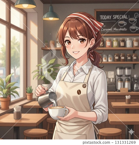 Female store clerk working part-time 131331269