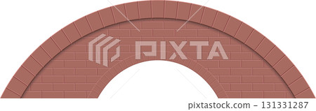 Illustration of two brick arches, one smaller and inside the larger one, against black background. 131331287