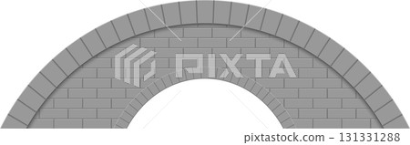 Two brick arches are stacked, with the smaller one below and the larger one above it. 131331288