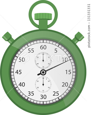 Green stopwatch displaying the time passing, useful for timing exercises and other activities. 131331331