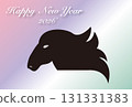 馬頭剪影新年賀卡 131331383