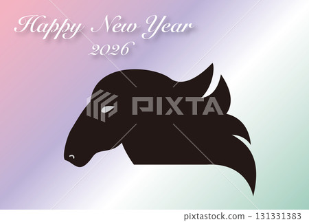 馬頭剪影新年賀卡 馬頭剪影新年賀卡 131331383