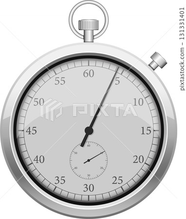 Classic chrome finish stopwatch with a precision dial and timing subdial for measuring time. 131331401