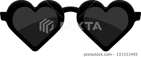 Stylish dark heart-shaped sunglasses provide a unique and eye-catching fashion accessory. 131331495