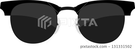 A pair of dark-tinted aviator sunglasses with a thin metal frame against a black background. A pair of dark-tinted aviator sunglasses with a thin metal frame against a black background. 131331502