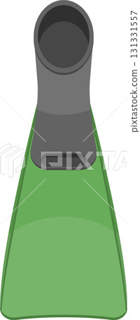 Illustration of a single green and gray flipper, aquatic equipment for swimming underwater. Illustration of a single green and gray flipper, aquatic equipment for swimming underwater. 131331557