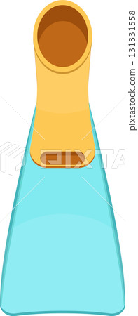Cartoon depiction of an aqua and yellow diving fin, suitable for underwater swimming gear Cartoon depiction of an aqua and yellow diving fin, suitable for underwater swimming gear 131331558