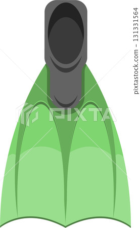 Vector illustration of a green swim fin or flipper, used for swimming and water activities. 131331564