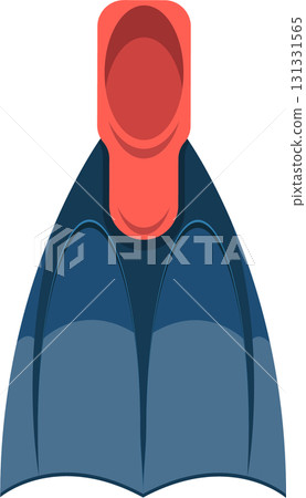 Illustration of a swim fin, aquatic gear used for propulsion, marine recreation equipment. 131331565