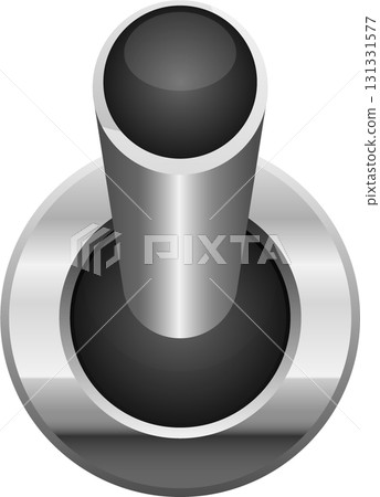 Close-up view of a metal switch with a cylindrical extension and a circular base plate. Close-up view of a metal switch with a cylindrical extension and a circular base plate. 131331577