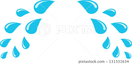 A symmetrical arrangement of light blue cartoon water droplets resembling tears on a black backdrop. A symmetrical arrangement of light blue cartoon water droplets resembling tears on a black backdrop. 131331634
