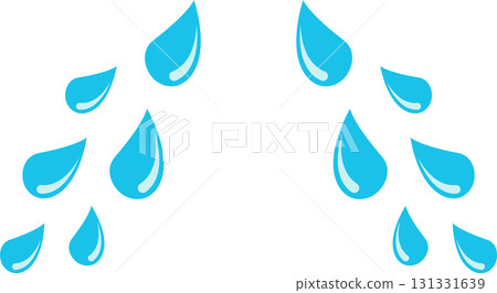 Tearful design featuring cartoon-style blue water droplets cascading against a black backdrop. 131331639