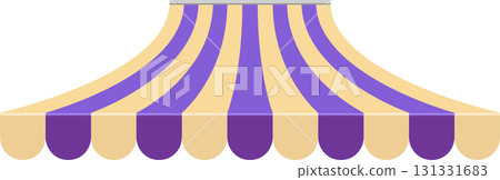 Striped purple and beige awning with a scalloped edge, evokes circus, market, or festive mood. Striped purple and beige awning with a scalloped edge, evokes circus, market, or festive mood. 131331683