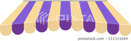 Striped canopy in alternating purple and tan colors providing shade to the shop underneath. Striped canopy in alternating purple and tan colors providing shade to the shop underneath. 131331684